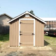 8 x 10 medium board and batten with dutch doors.